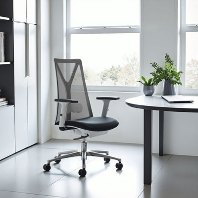 ZUO Hasso Mesh Office Chair — Black, Adjustable Height & Armrests, Chrome Base, 285 lb Capacity