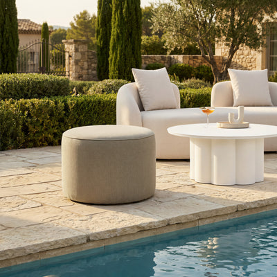 ZUO Moxy Outdoor Ottoman — Green All-Weather Olefin Fabric, Powder Coated Steel, 220 lb Capacity