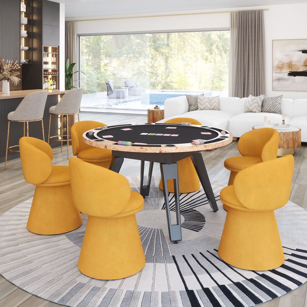 ZUO Burl 2-in-1 Dining & Game Table — Natural Burl Veneer Top, Black Pine Wood Legs, 440 lb Capacity