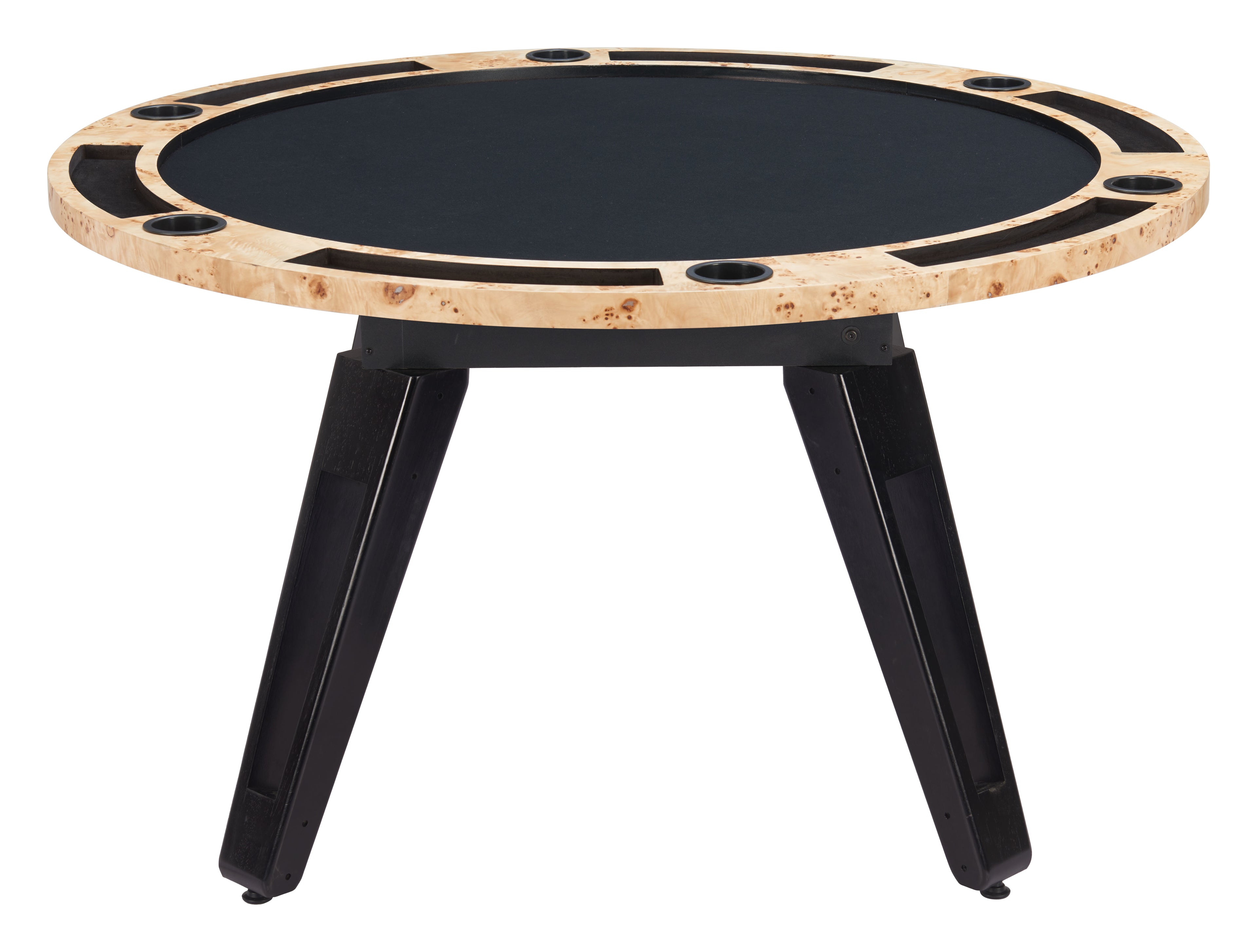 ZUO Burl 2-in-1 Dining & Game Table — Natural Burl Veneer Top, Black Pine Wood Legs, 440 lb Capacity
