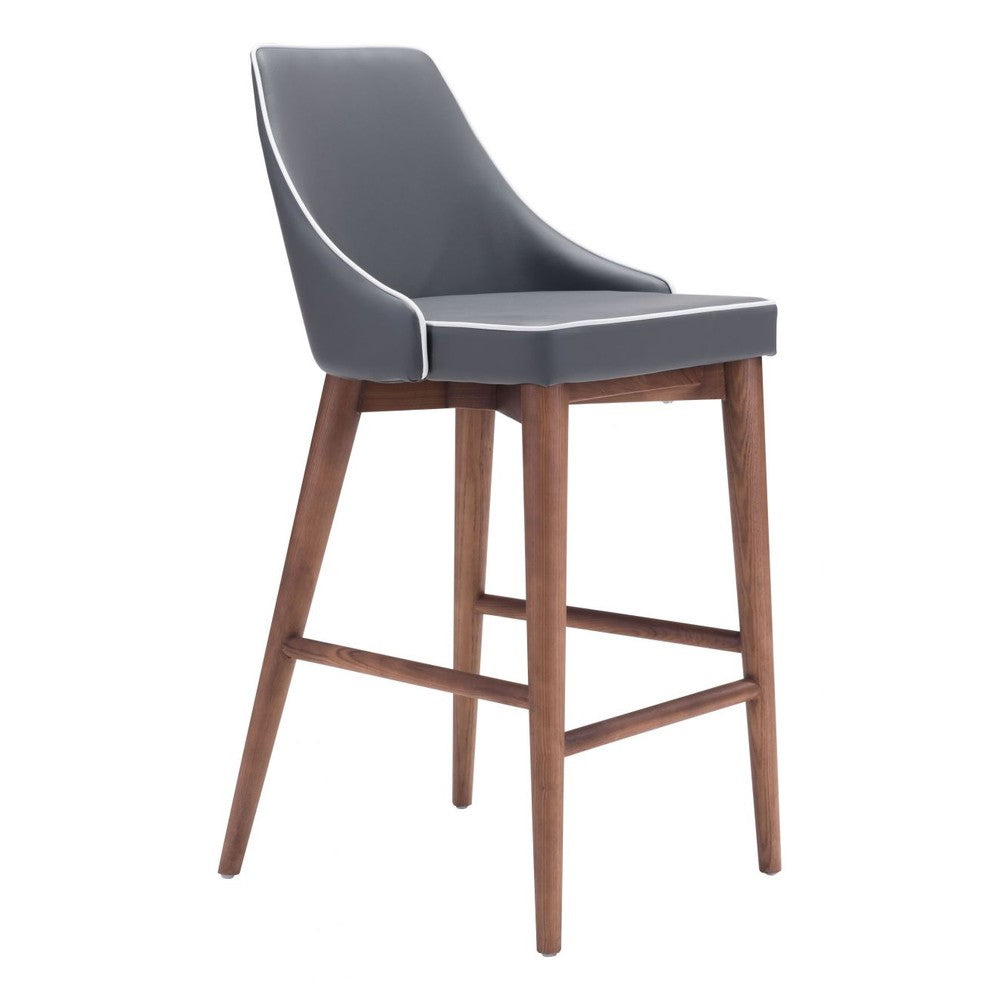Moor Counter Stool Zuo 100280 | Faux Leather, Birch Wood | Dark Gray