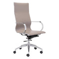 Glider High Back Office Chair Zuo 100373 | Faux Leather, Chromed Steel, Aluminum Alloy | Taupe