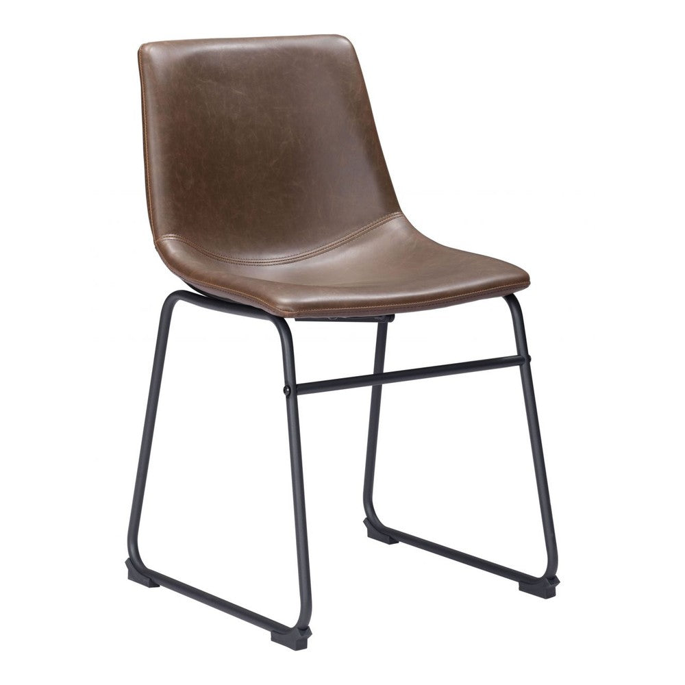 Smart Dining Chair Zuo 100505 | Faux Leather, Powder Coated Steel | Vintage Espresso
