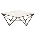 Tintern Coffee Table Zuo 100657 | Faux Marble Composite Stone, Powder Coated Steel | White & Antique Bronze