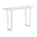 Atlas Console Table Zuo 100709 | Faux Marble Composite Stone, Brushed Stainless Steel | White & Silver