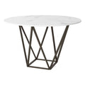 Tintern Dining Table Zuo 100715 | Faux Marble Composite Stone, Powder Coated Steel | White & Antique Bronze