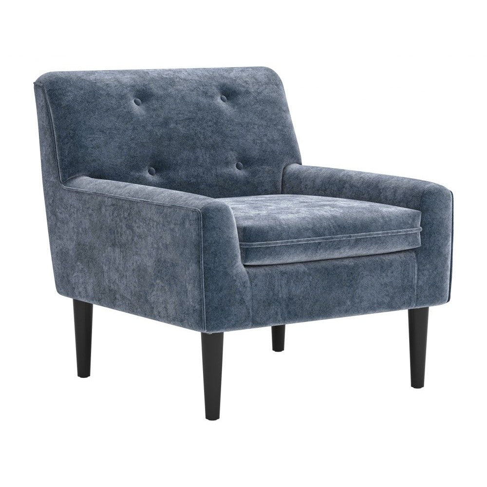 Frankfurt Armchair Zuo 100917 | Velvet Polyester Fabric, Powder Coated Steel | Gray