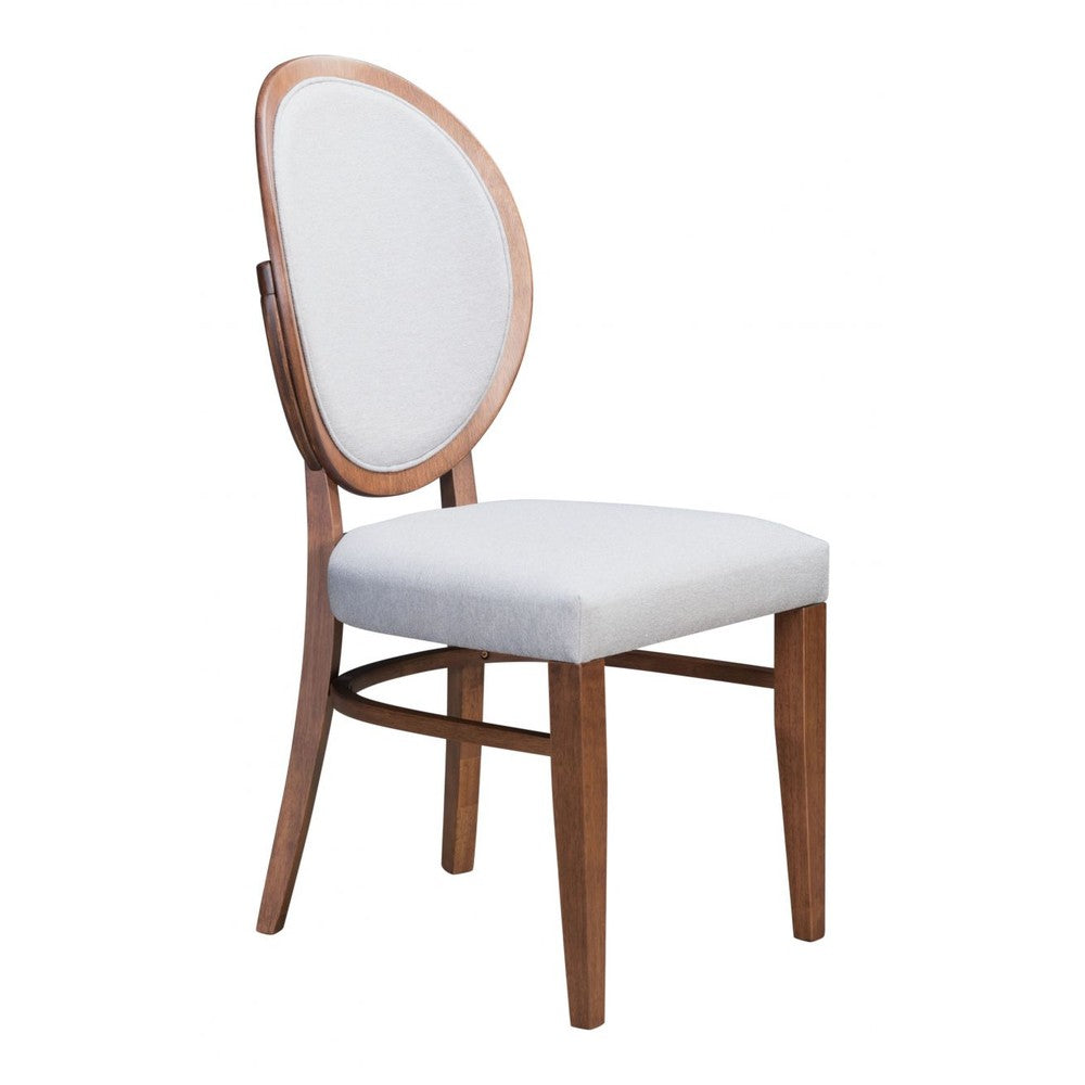 Regents Dining Chair Zuo 100982 | Poly Linen Fabric, Rubberwood | Walnut & Light Gray
