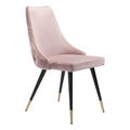 Piccolo Dining Chair Zuo 101088 | Velvet Polyester Fabric, Powder Coated Steel | Pink