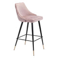 Piccolo Barstool Zuo 101096 | Velvet Polyester Fabric, Powder Coated Steel | Pink