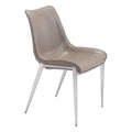 Magnus Dining Chair Zuo 101269 | Faux Leather, Brushed Stainless Steel | Brown & Silver