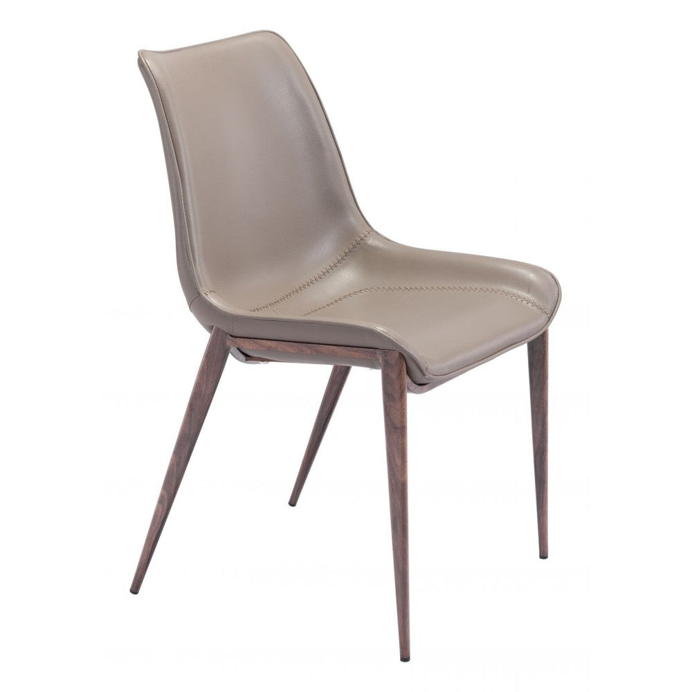 Magnus Dining Chair Zuo 101272 | Faux Leather, Faux Wood Steel | Brown & Walnut