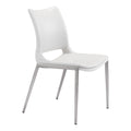Ace Dining Chair Zuo 101279 | Faux Leather, Brushed Stainless Steel | White & Silver