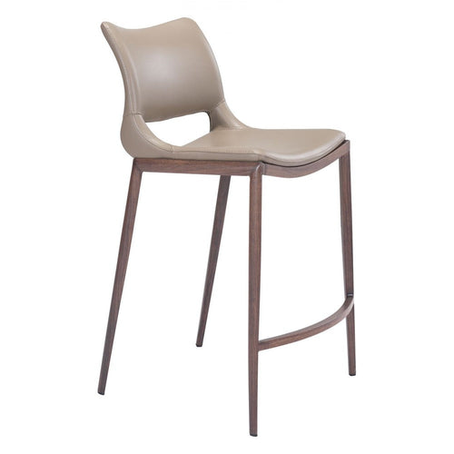 Ace Counter Stool Zuo 101392 | Faux Leather, Faux Wood Steel | Brown & Walnut