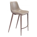 Magnus Counter Stool Zuo 101410 | Faux Leather, Faux Wood Steel | Brown & Walnut