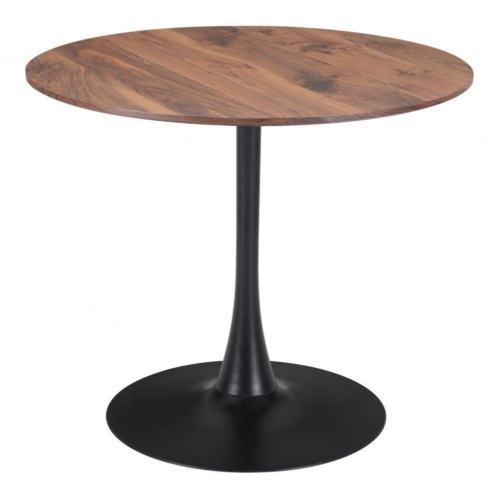 Opus Dining Table Zuo 101567 | Faux Wood MDF, Powder Coated Steel | Brown & Black