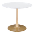 Opus Dining Table Zuo 101568 | Painted MDF, Powder Coated Steel | White & Gold
