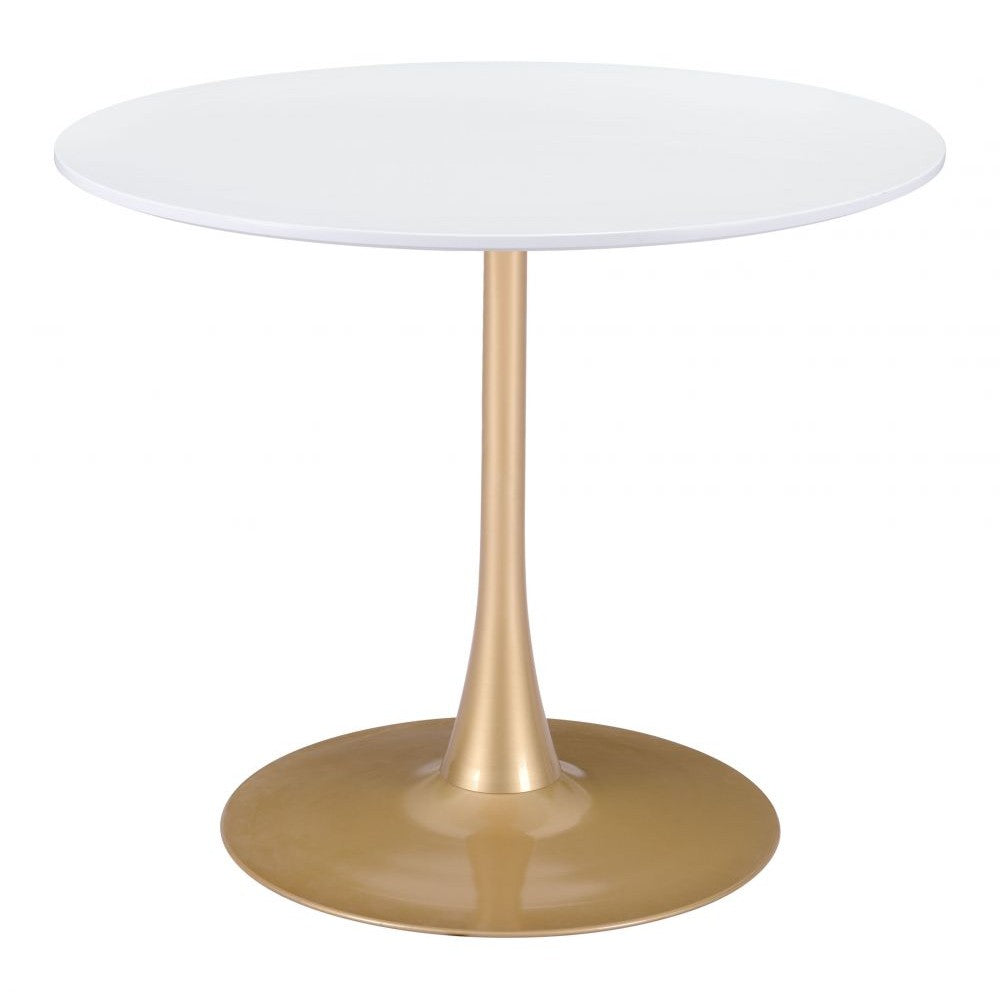 Opus Dining Table Zuo 101568 | Painted MDF, Powder Coated Steel | White & Gold