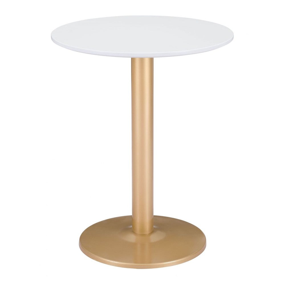 Alto Bistro Table Zuo 101570 | Painted MDF, Powder Coated Steel | White & Gold