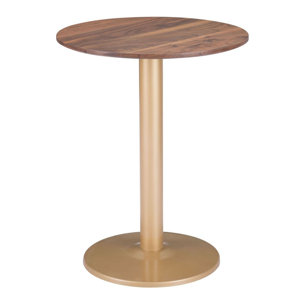Alto Bistro Table Zuo 101571 | Faux Wood MDF, Powder Coated Steel | Brown & Gold