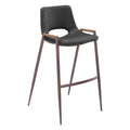 Desi Barstool Zuo 101697 | Faux Leather, Faux Wood Steel | Black & Walnut