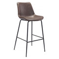 Byron Barstool Zuo 101771 | Faux Leather, Powder Coated Steel | Brown