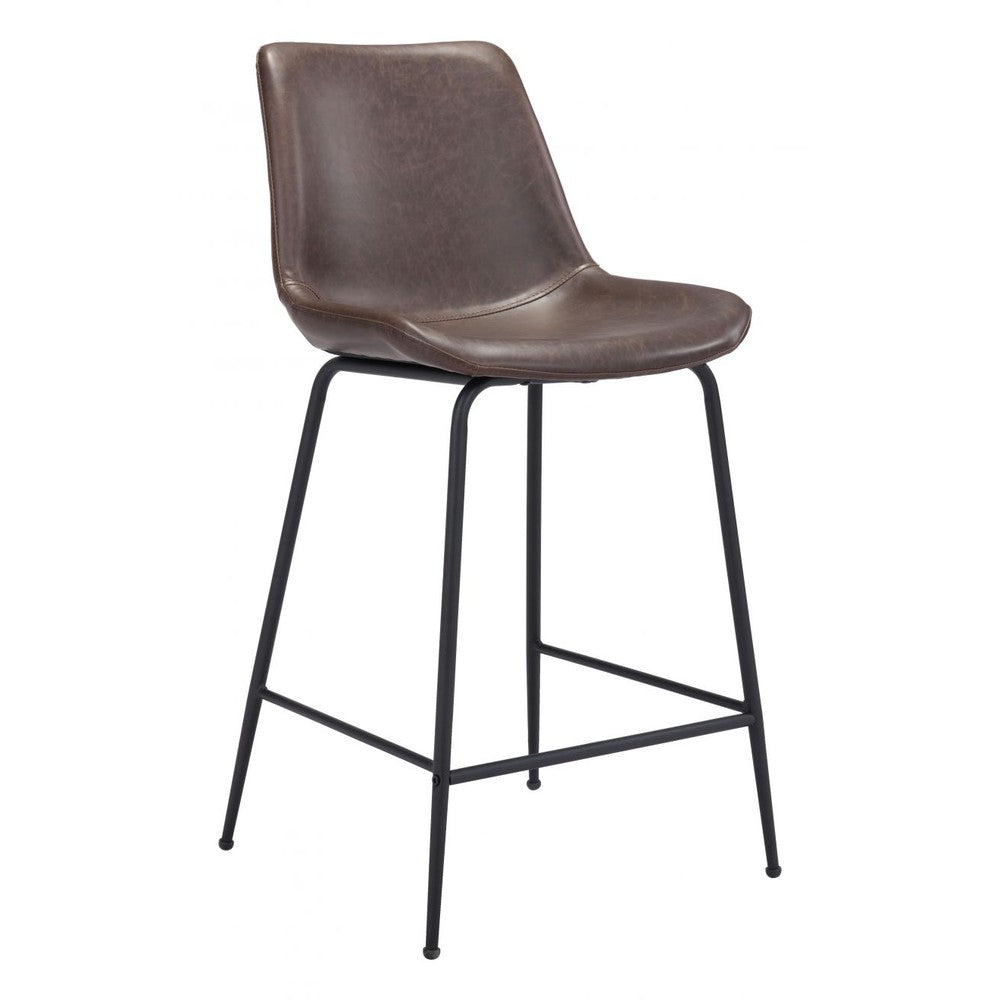 Byron Counter Stool Zuo 101774 | Faux Leather, Powder Coated Steel | Brown