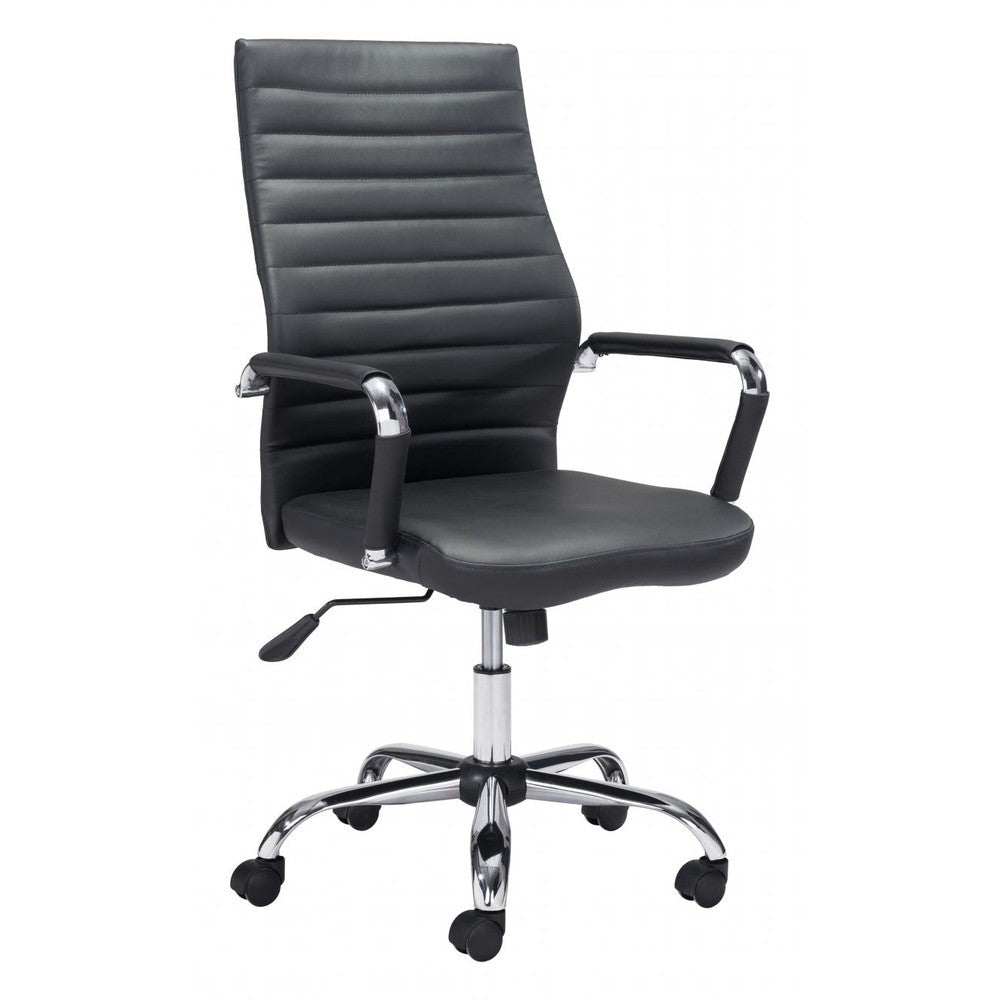 Primero Office Chair Zuo 101821 | Faux Leather, Chromed Steel | Black