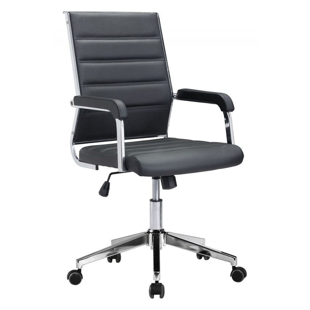 Liderato Office Chair Zuo 101823 | Faux Leather, Chromed Steel | Black
