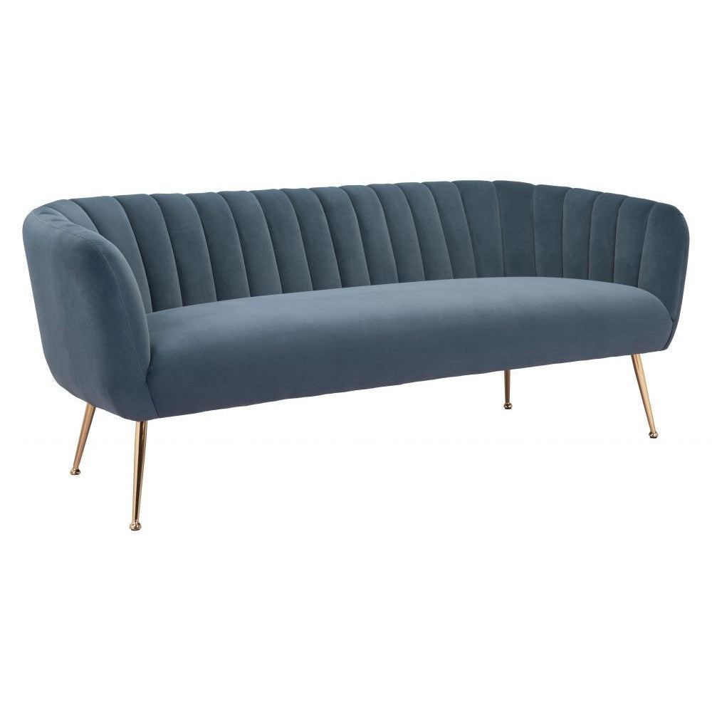 Deco Sofa Zuo 101854 | Velvet Polyester Fabric, Electroplated Stainless Steel | Gray