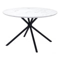 Amiens Dining Table Zuo 101879 | Faux Marble MDF, Powder Coated Steel | White
