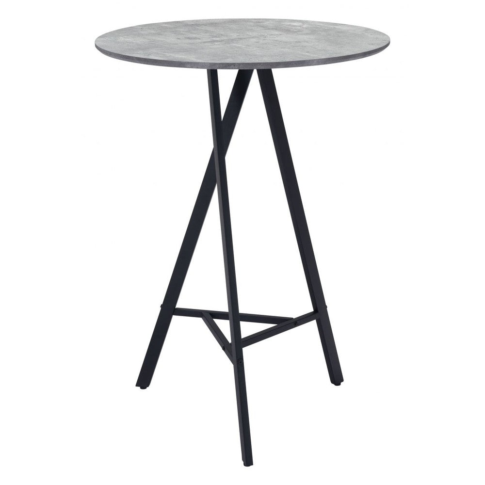 Metz Bar Table Zuo 101881 | Faux Concrete MDF, Powder Coated Steel | Gray