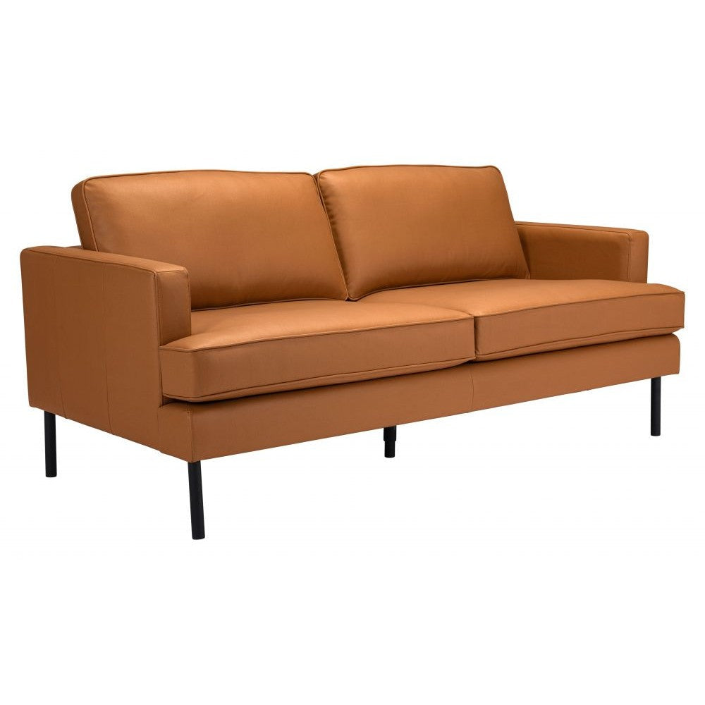 Decade Sofa Zuo 109030 | Faux Leather Fabric, Powder Coated Steel | Brown