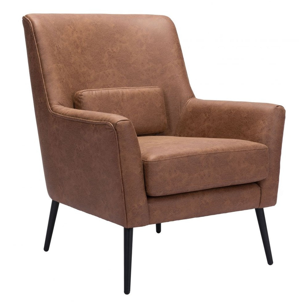 Ontario Accent Chair Zuo 109049 | Faux Leather Fabric, Powder Coated Steel | Vintage Brown