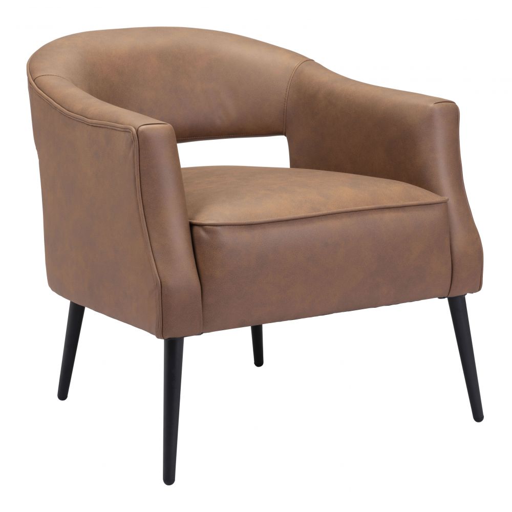 Berkeley Accent Chair Zuo 109051 | Faux Leather Fabric, Powder Coated Steel | Vintage Brown