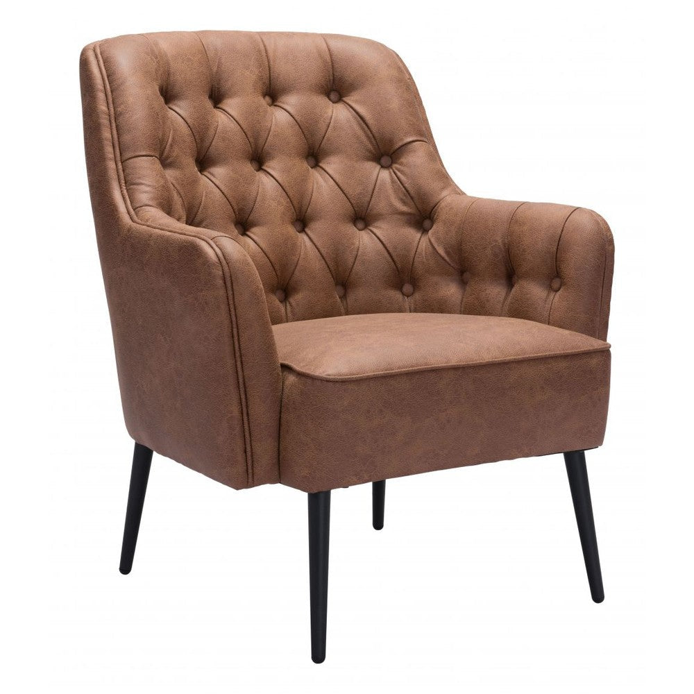 Tasmania Accent Chair Zuo 109053 | Faux Leather Fabric, Powder Coated Steel | Vintage Brown