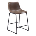 Smart Counter Stool Zuo 109323 | Faux Leather, Powder Coated Steel | Vintage Espresso
