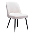Teddy Dining Chair Zuo 109325 | Shearling Style Polyester Fabric, Powder Coated Steel | Ivory