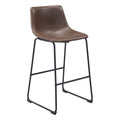 Smart Barstool Zuo 109326 | Faux Leather, Powder Coated Steel | Vintage Espresso