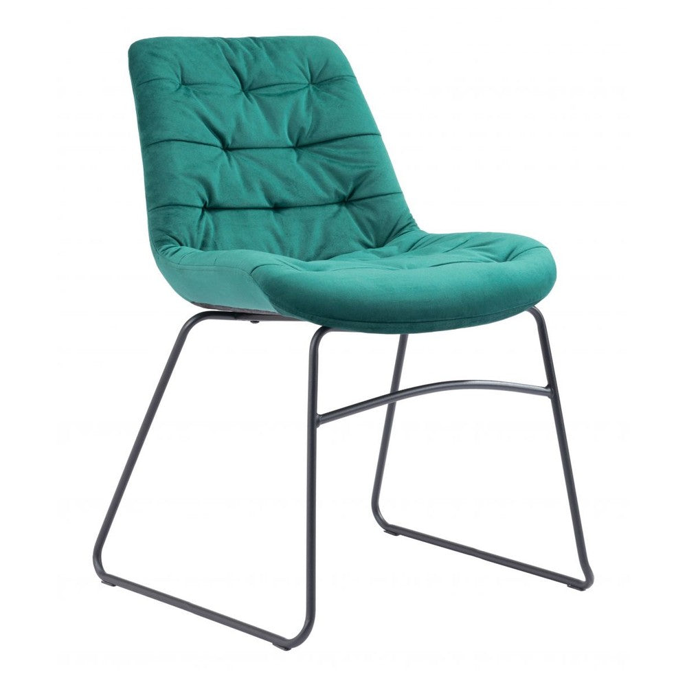 Tammy Dining Chair Zuo 109334 | Velvet Polyester Fabric, Powder Coated Steel | Green