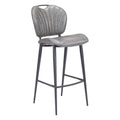 Terrence Barstool Zuo 109340 | Faux Leather, Powder Coated Steel | Vintage Gray