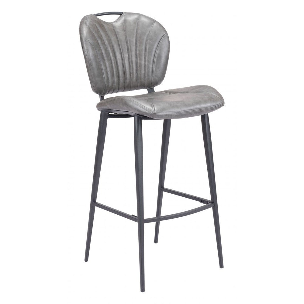 Terrence Barstool Zuo 109340 | Faux Leather, Powder Coated Steel | Vintage Gray