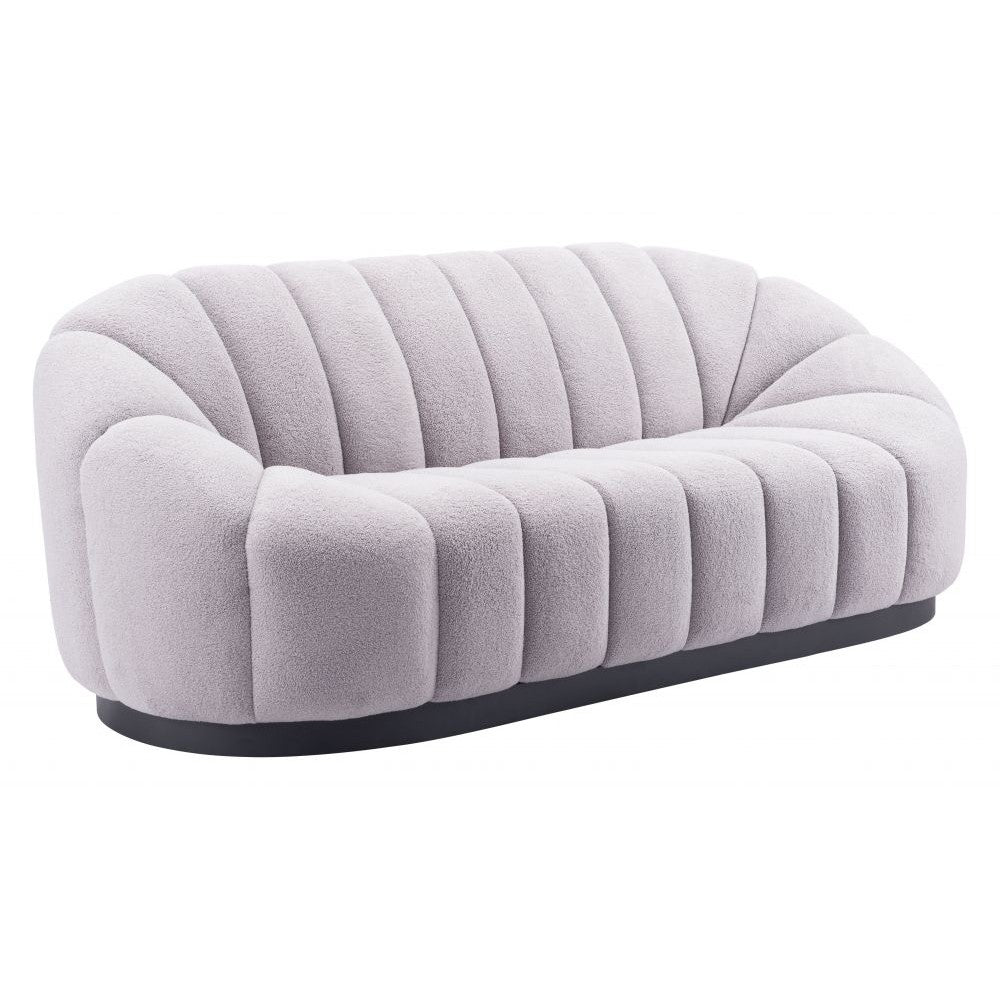 Bhutan Sofa Zuo 109342 | Shearling Style Polyester Fabric, Powder Coated Steel, Polypropylene | Light Gray