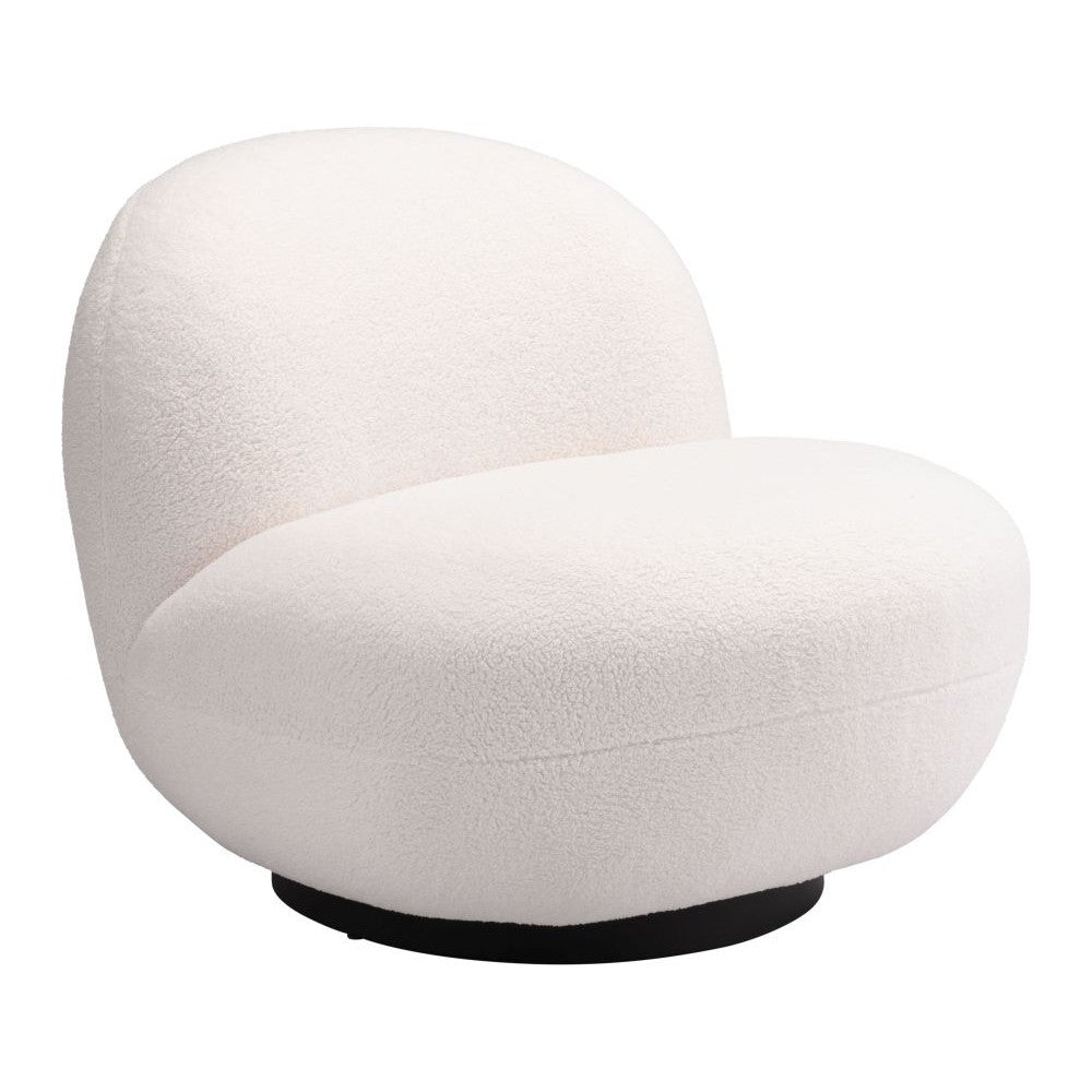 Myanmar Accent Chair Zuo 109345 | Shearling Style Polyester Fabric, Powder Coated Steel | Cream