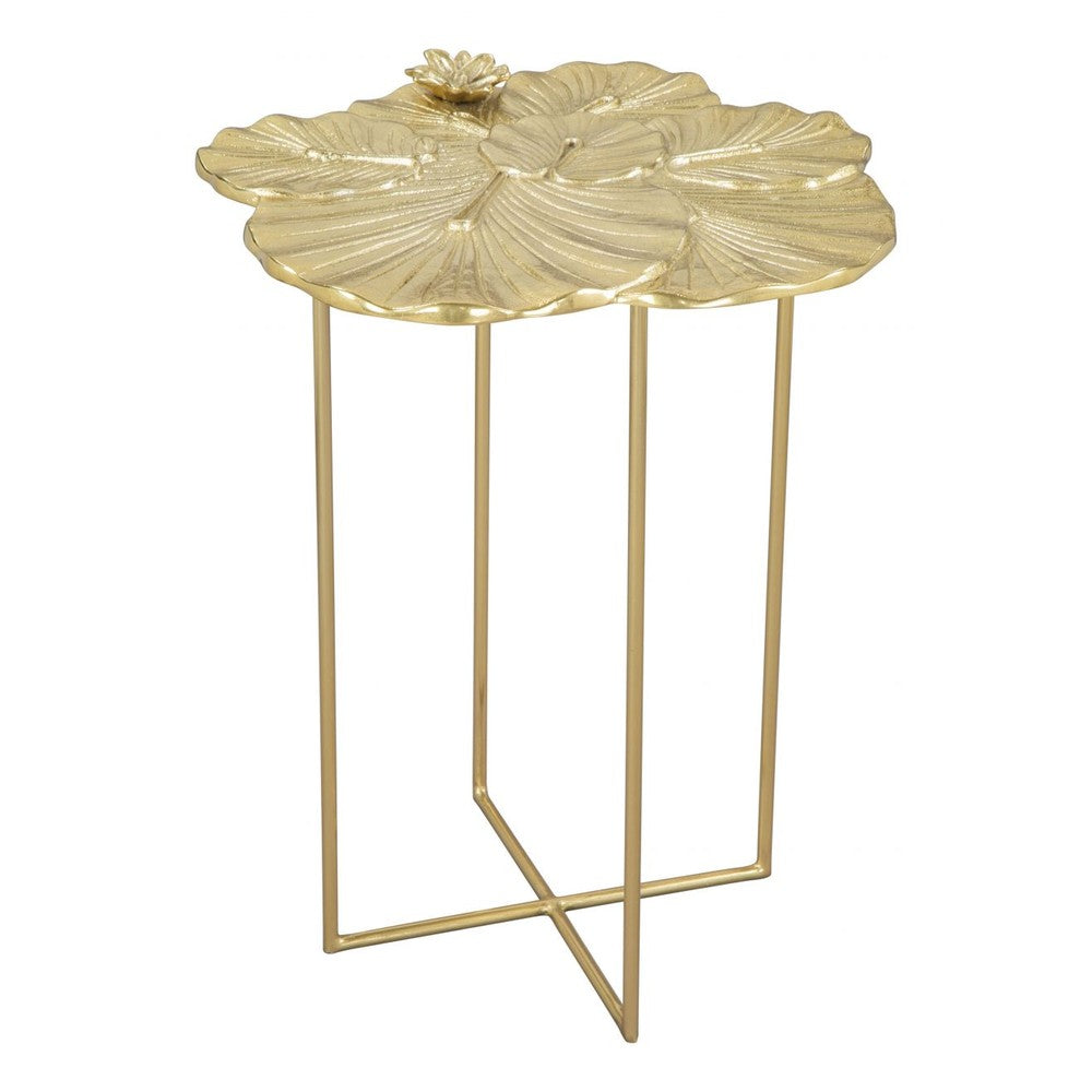 Lotus Side Table Zuo 109382 | Plated Aluminum, Plated Iron | Gold