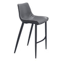 Magnus Barstool Zuo 109391 | Faux Leather, Powder Coated Steel | Dark Gray & Black
