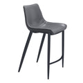 Magnus Counter Stool Zuo 109392 | Faux Leather, Powder Coated Steel | Dark Gray & Black