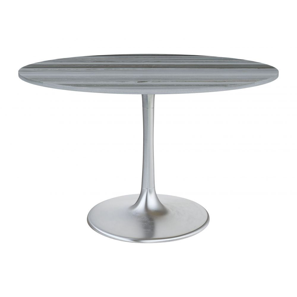 Star City Dining Table Zuo 109446 | Natural Marble, MDF, Iron, Brushed Aluminum | Gray & Silver