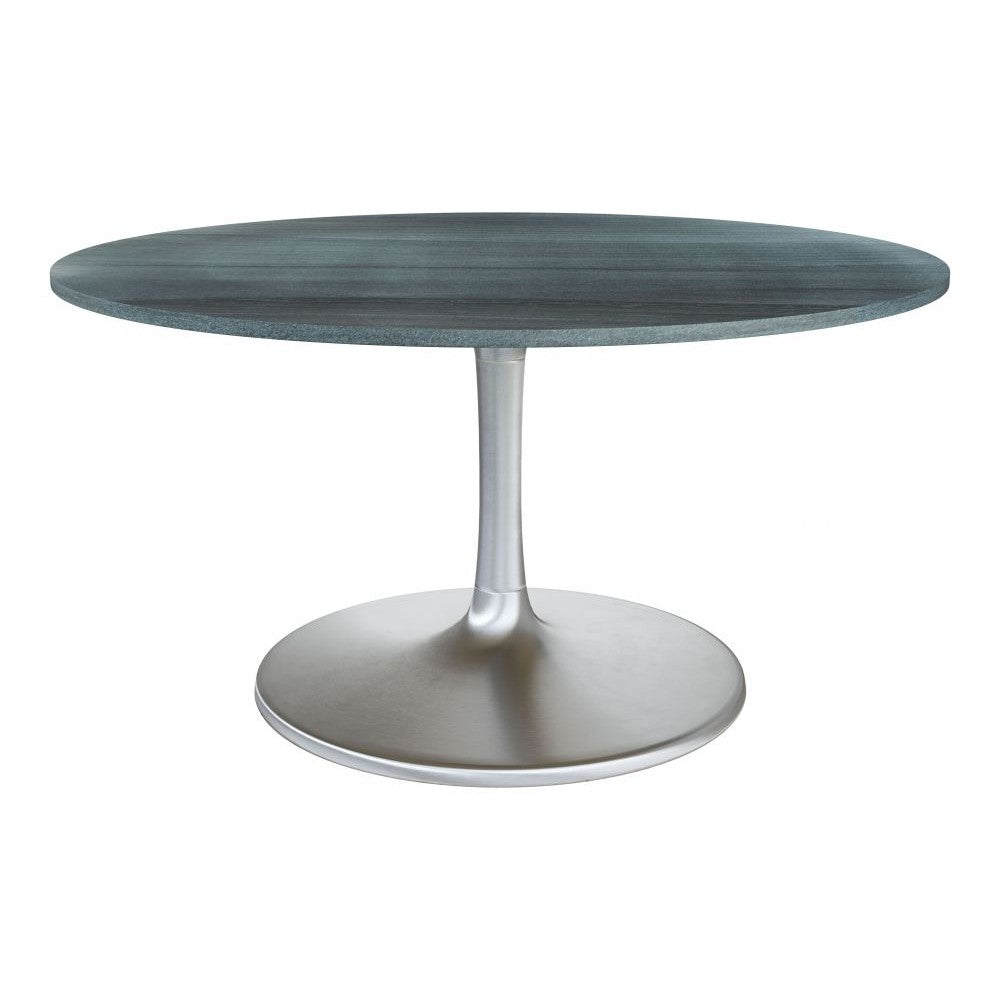 Metropolis Dining Table (60") Zuo 109451 | Natural Marble, MDF, Iron, Brushed Aluminum | Gray & Silver
