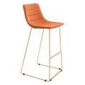 Adele Barstool Zuo 109502 | Velvet Polyester Fabric, Electroplated Steel | Orange & Gold